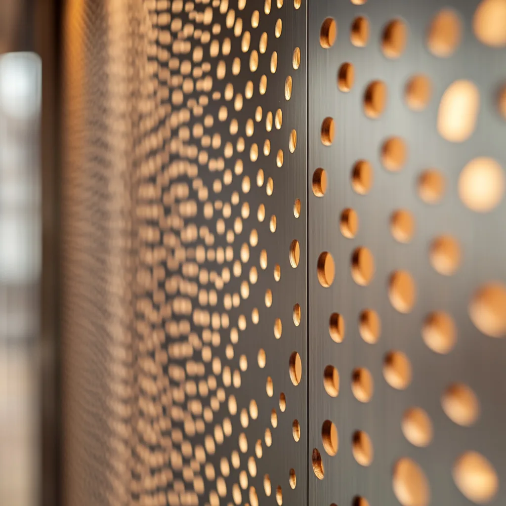 Perforated architectural metal panel detail